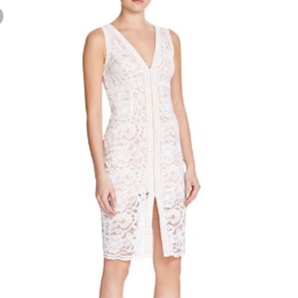 Bardot lace midi dress